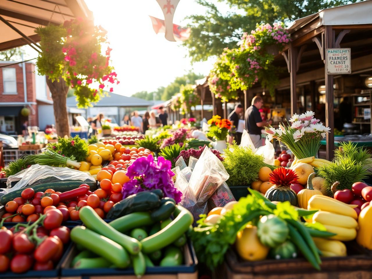 Downtown Wichita Falls Farmers Market with fresh produce