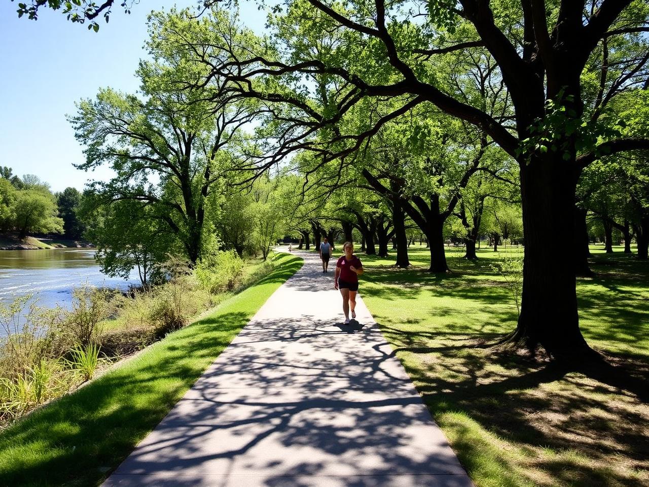 Lucy Park tree-lined path along the river