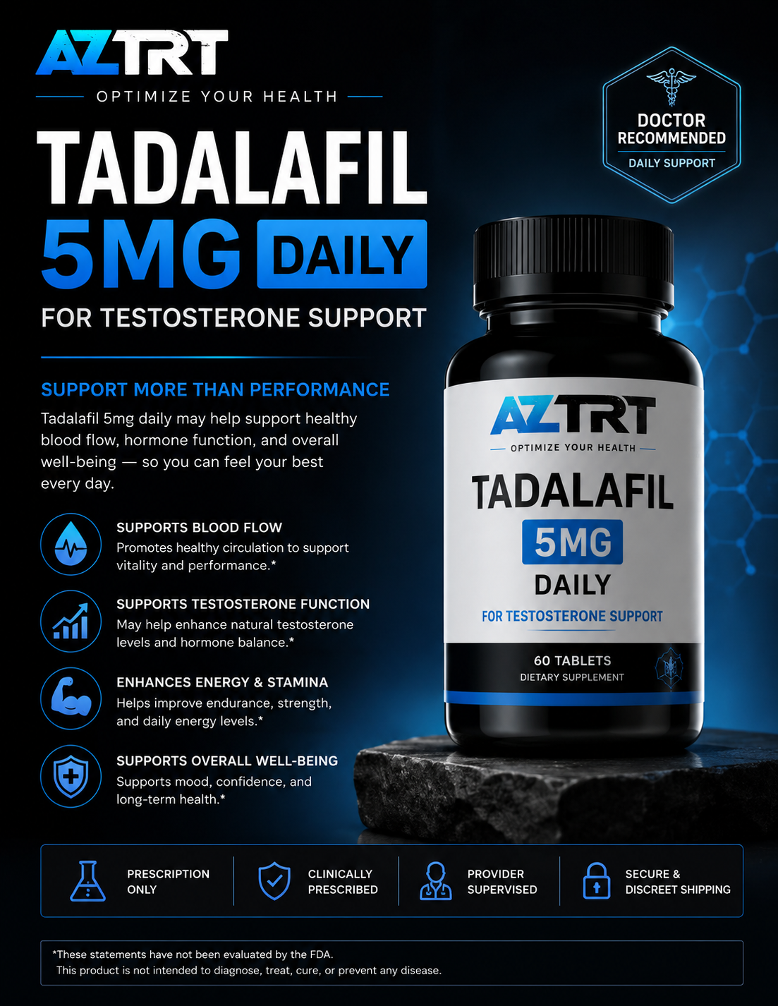 Daily Tadalafil 5mg tablets — 30-day supply from AZTRT