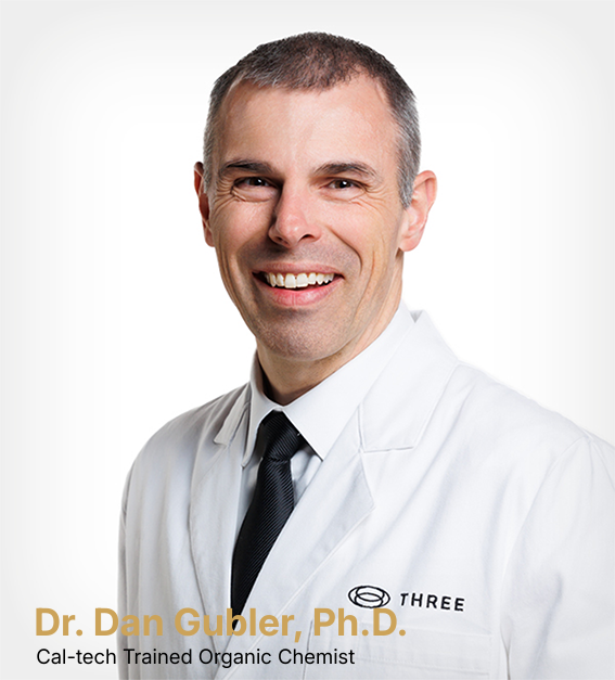 Portrait of Dr. Dan Gubler, Ph.D., Caltech-trained organic chemist and formulator of GLP THREE