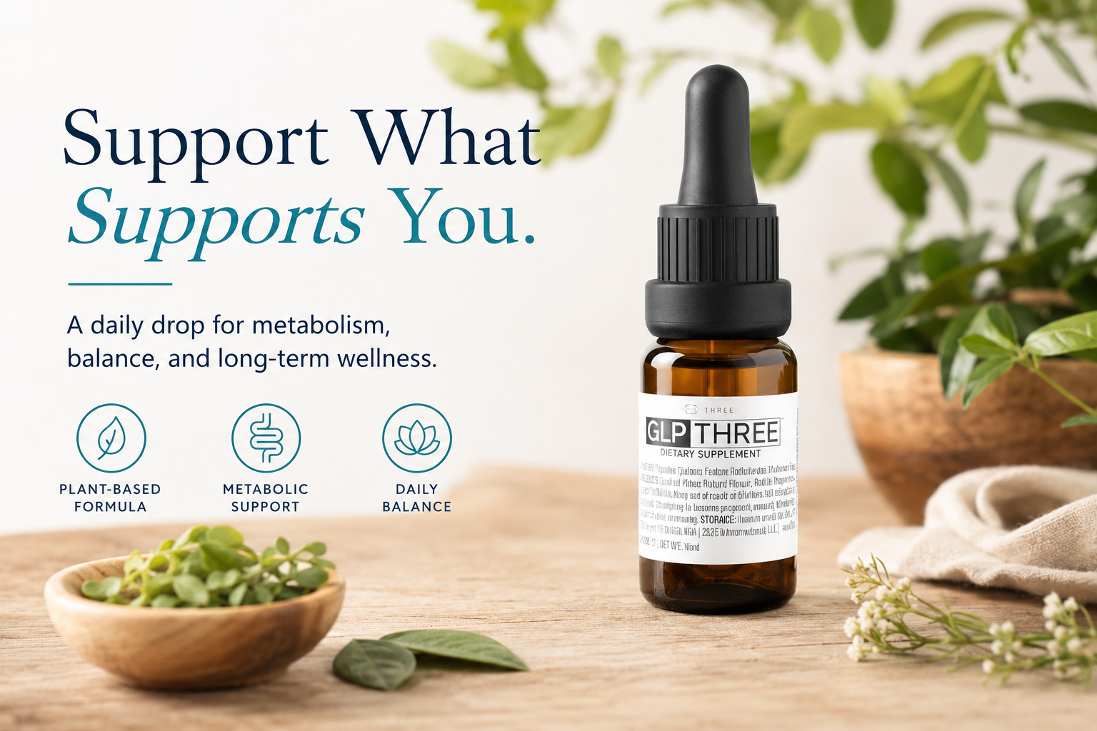 GLP THREE natural nutraceutical metabolic support Three International weight loss