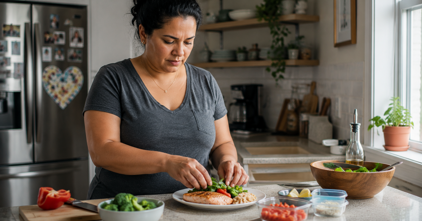 person preparing a balanced meal at home to manage sugar cravings naturally person preparing a balanced meal at home to manage sugar cravings naturally