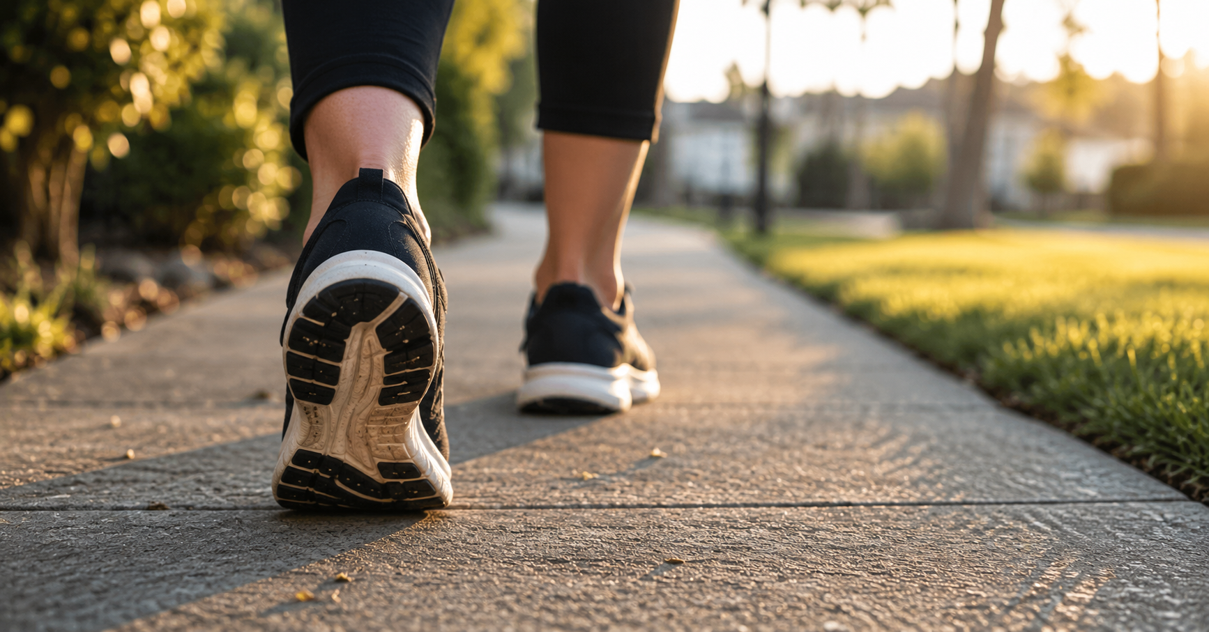 woman walking outdoors without knee pain after laser therapy treatment woman walking outdoors without knee pain after laser therapy treatment