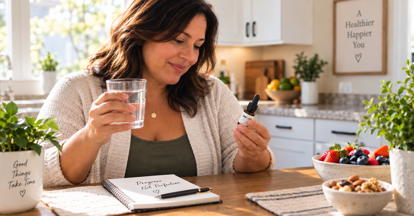 person reading a supplement label at home considering non-prescription weight loss support person reading a supplement label at home considering non-prescription weight loss support