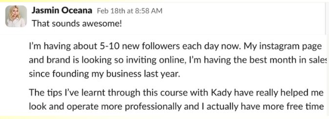 Client testimonial message