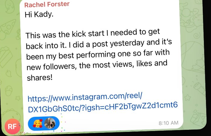 Client testimonial message
