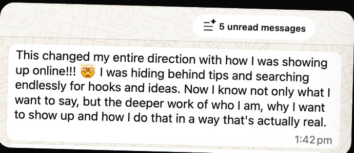 Client testimonial message