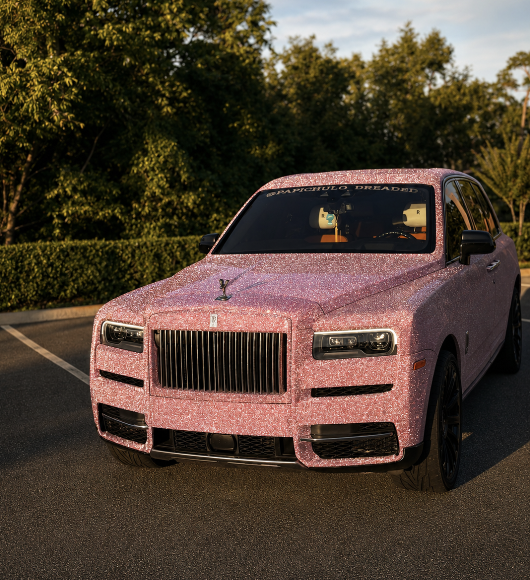 Custom pink vehicle wrap