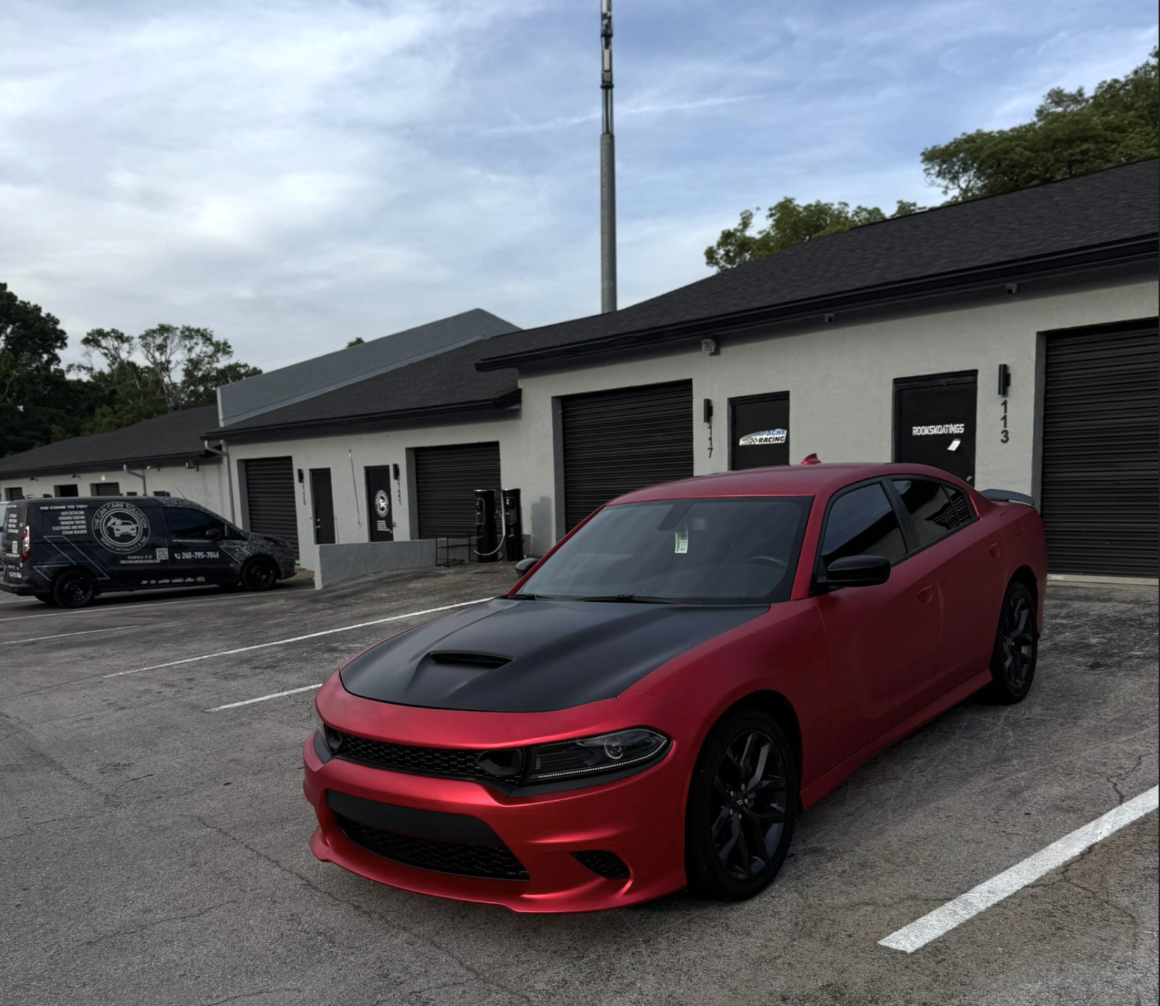 Custom red satin vehicle wrap