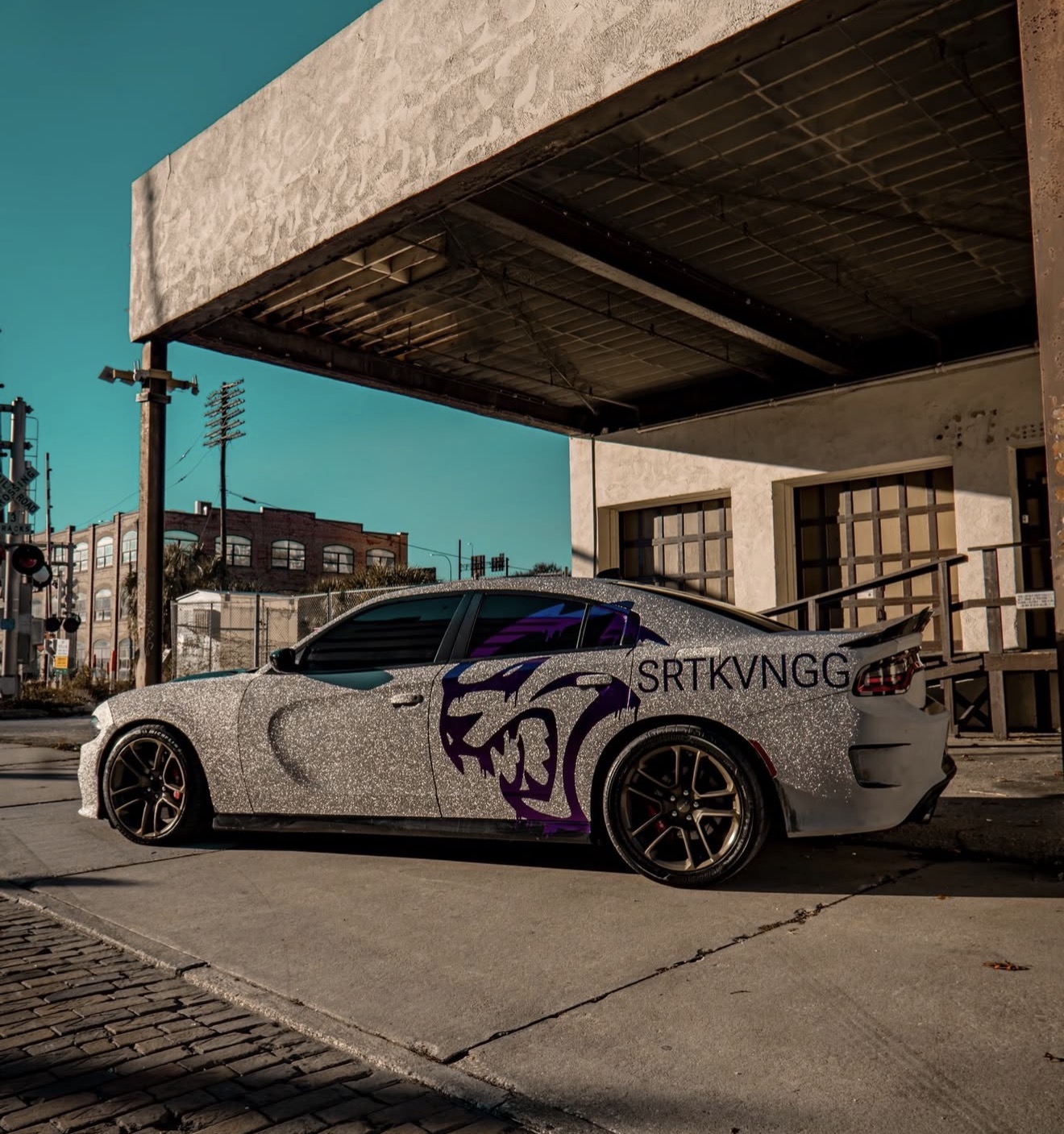 Custom silver vehicle wrap