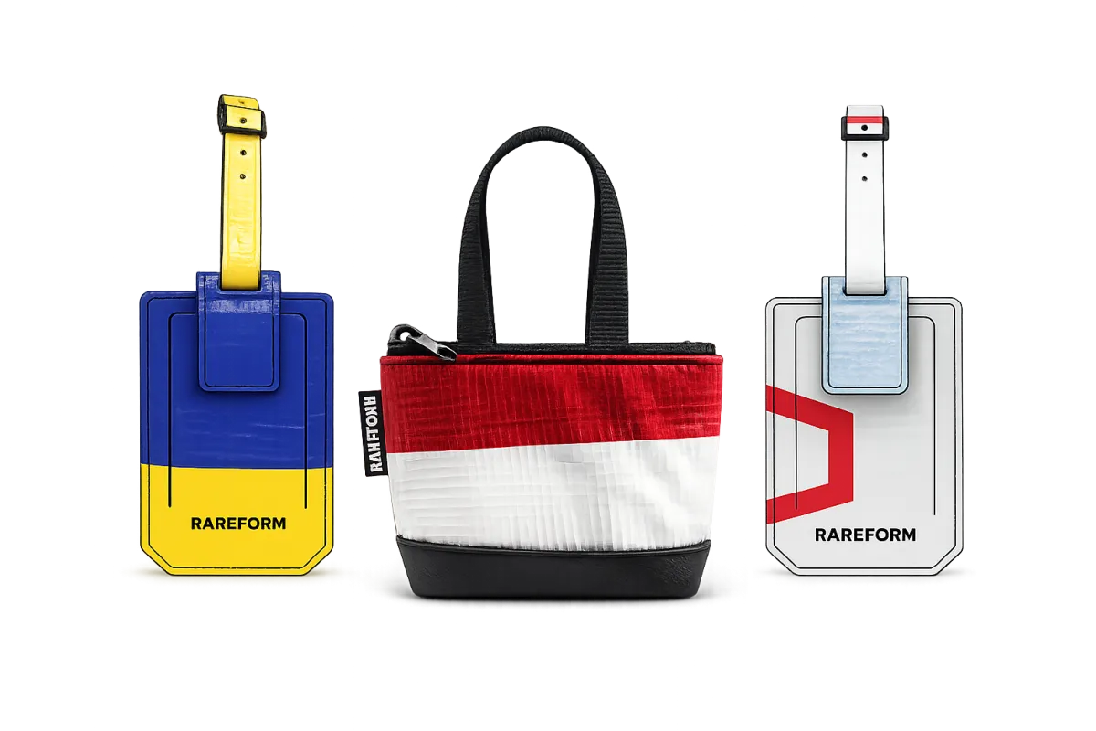 Upcycled bags from event banners