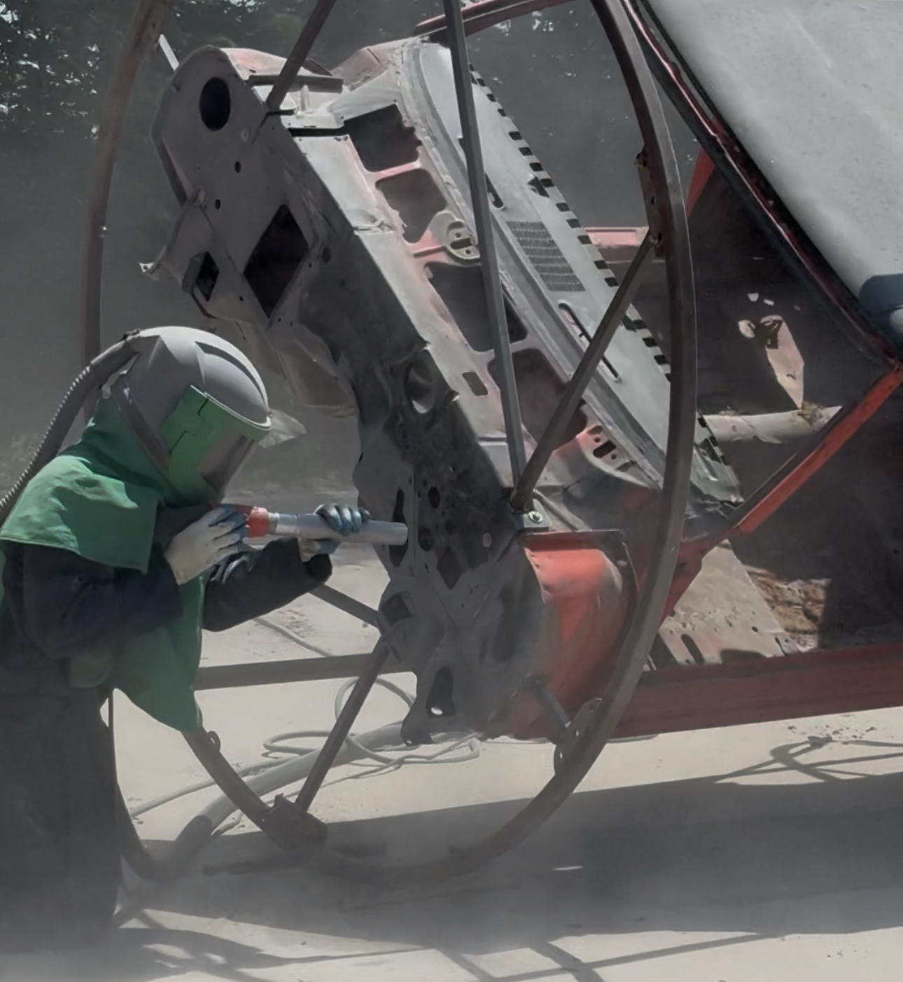 Whole car frame surface preparation