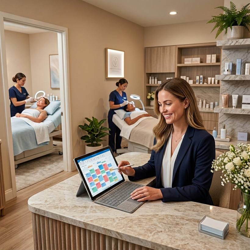 MedSpa coordinator checking the appointment schedule