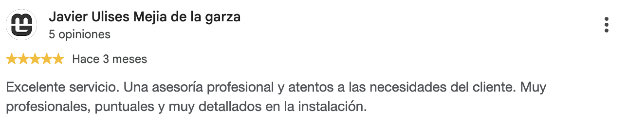 Reseña de cliente en Google