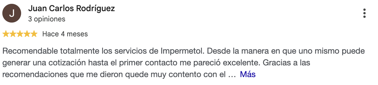 Reseña de cliente en Google