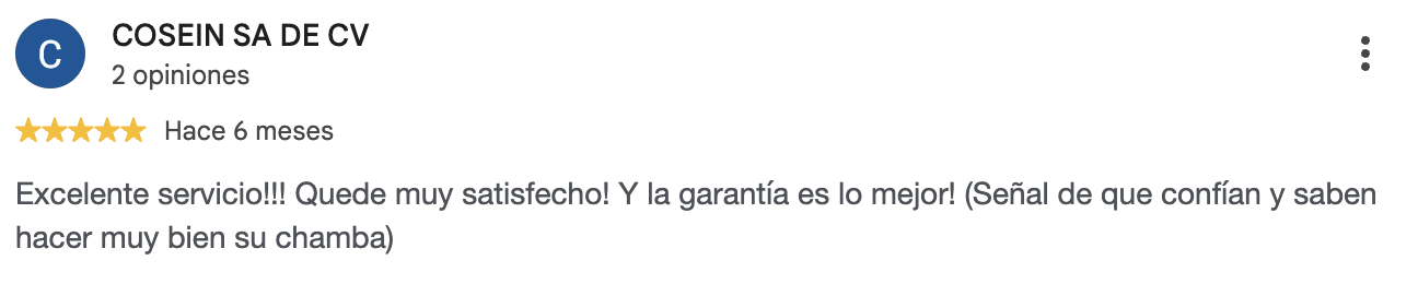 Reseña de cliente en Google