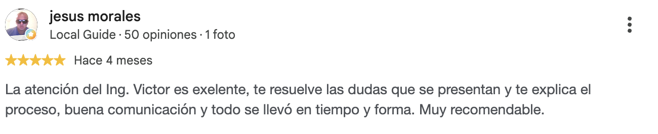 Reseña de cliente en Google