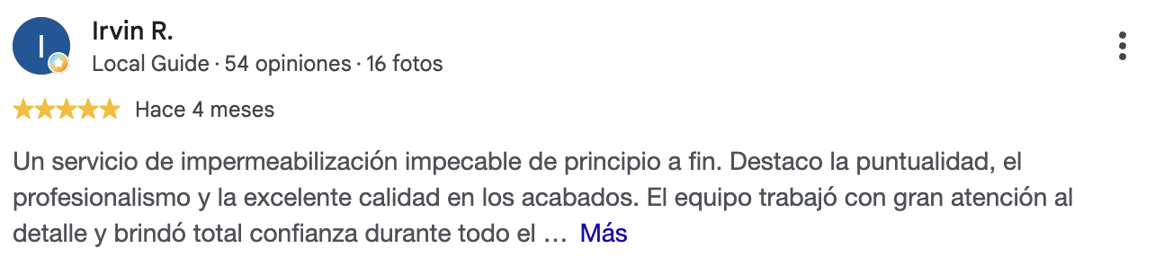 Reseña de cliente en Google