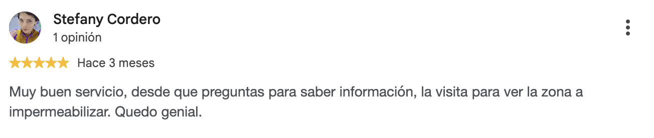 Reseña de cliente en Google