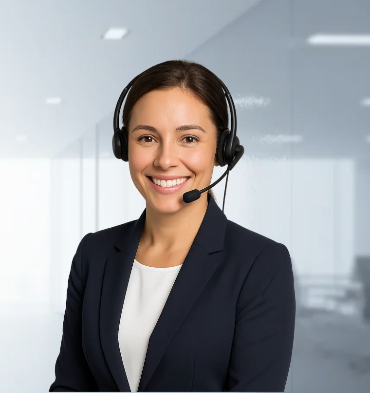 Ilustración de recepcionista virtual atendiendo llamadas