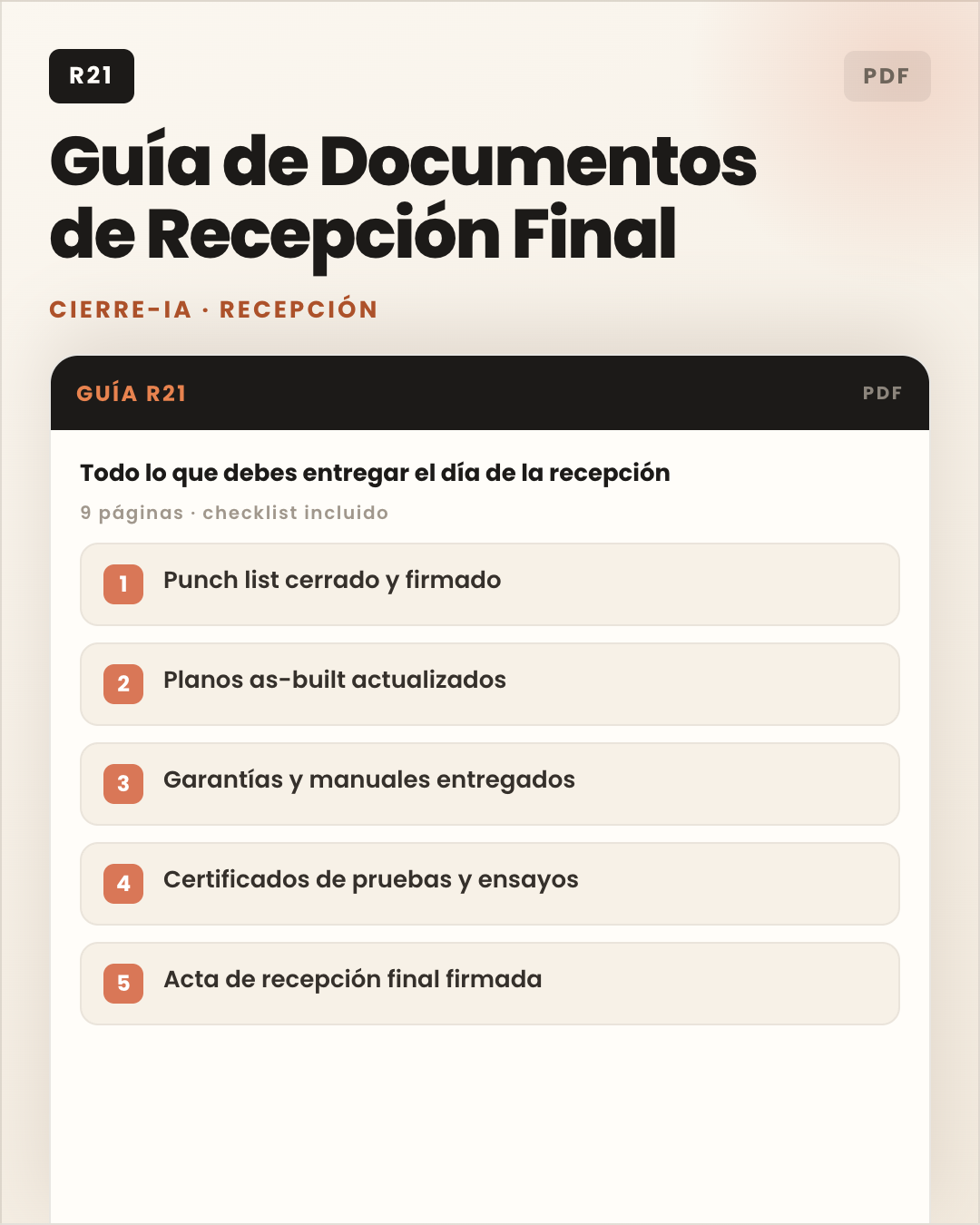 Recepción final de obra