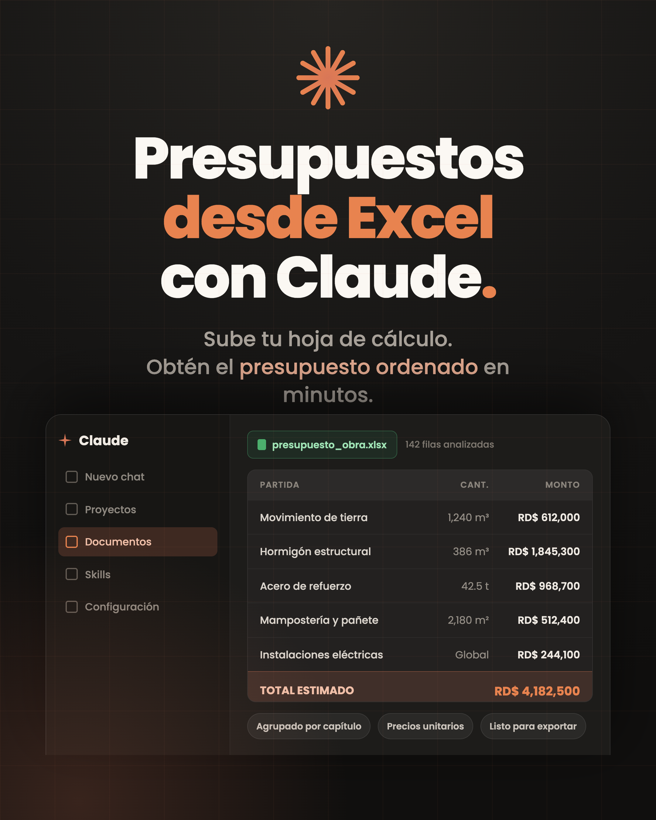 Presupuestos desde Excel con Claude