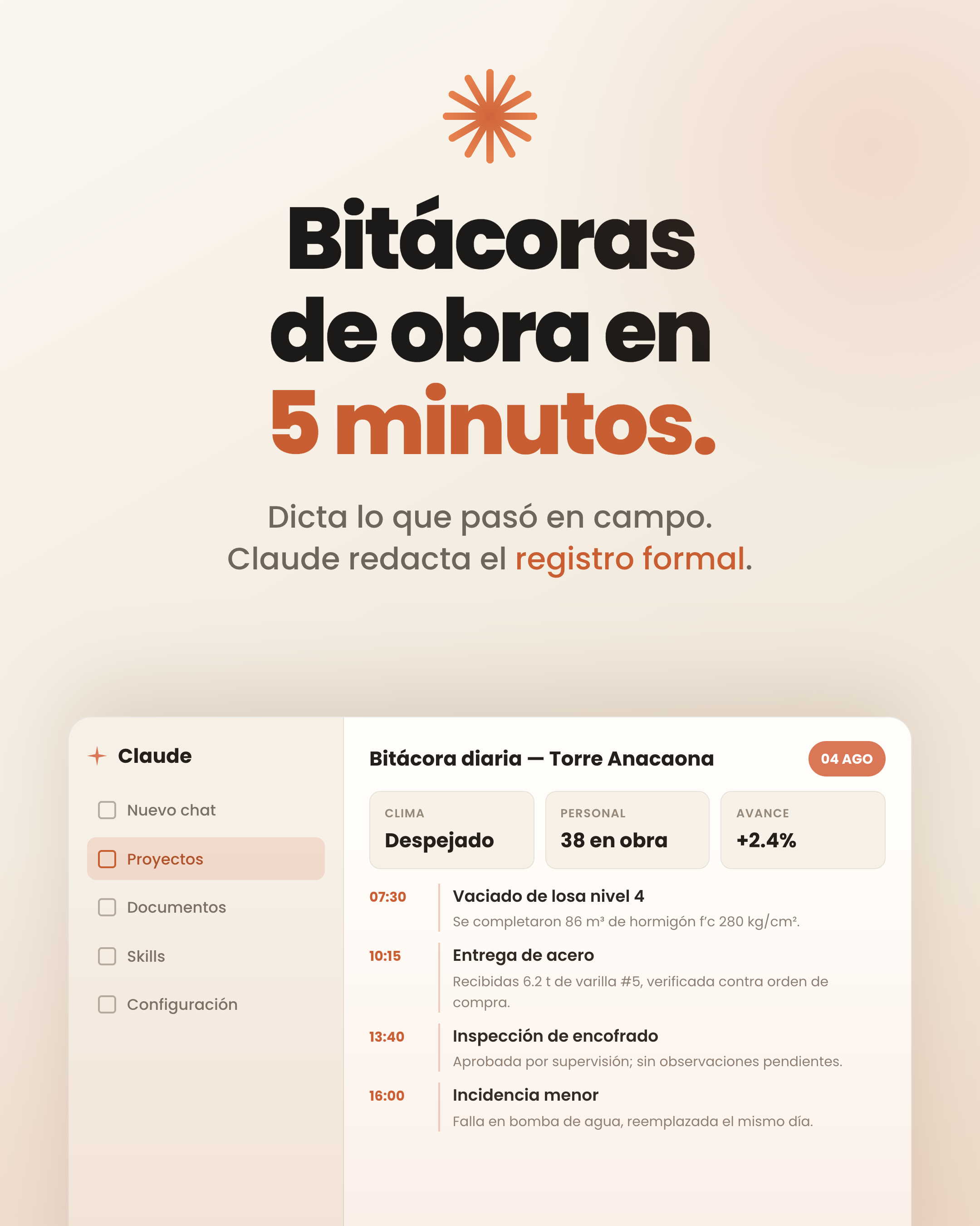 Bitácoras de obra en 5 minutos