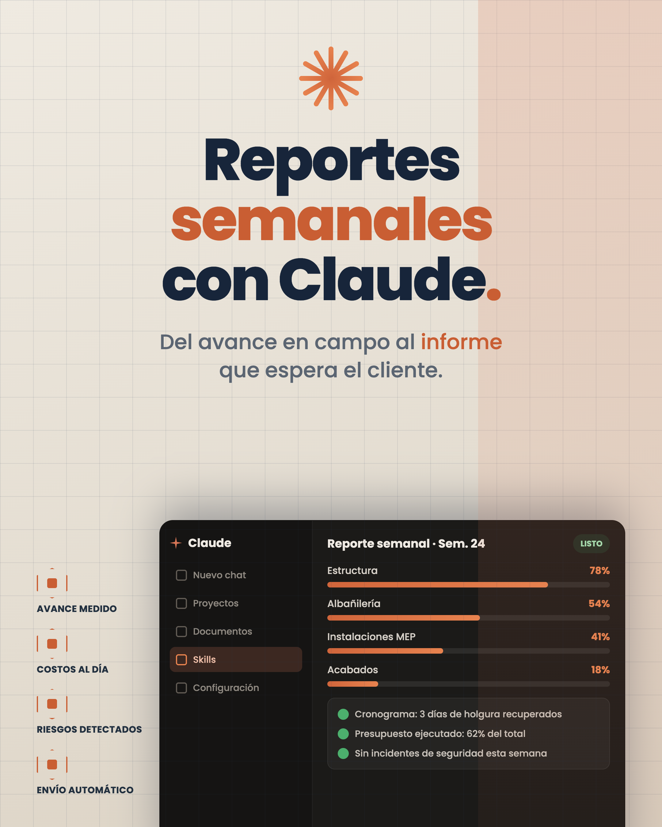 Reportes semanales listos para el cliente