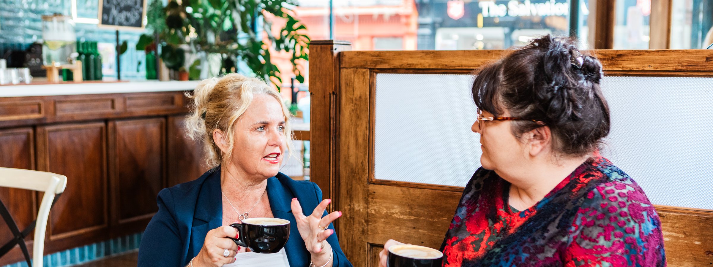 Sarah Abel and Julie Donoghue in discussion