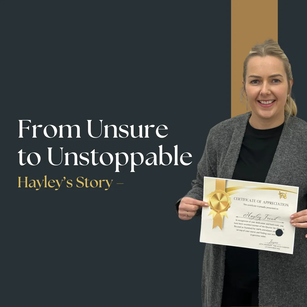 Hayley, who completed the Level 2 hairdressing course at TNB Skills Training