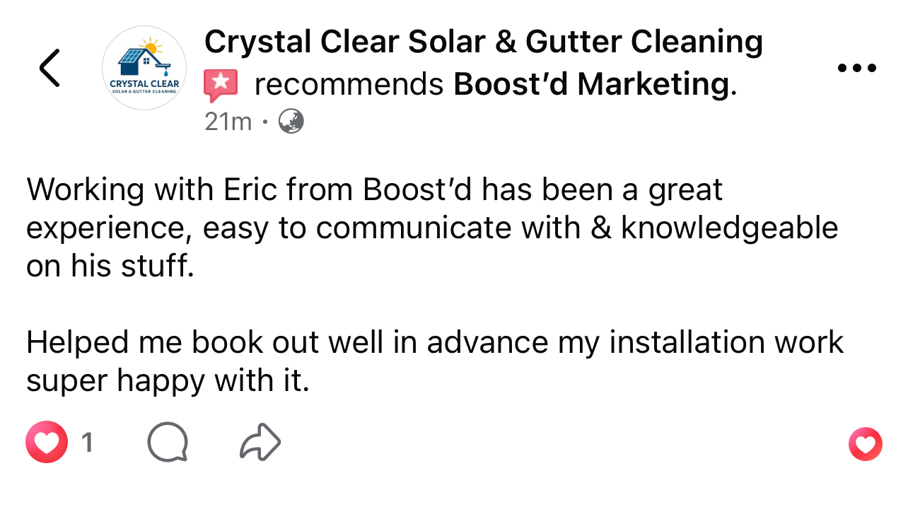 Client testimonial screenshot