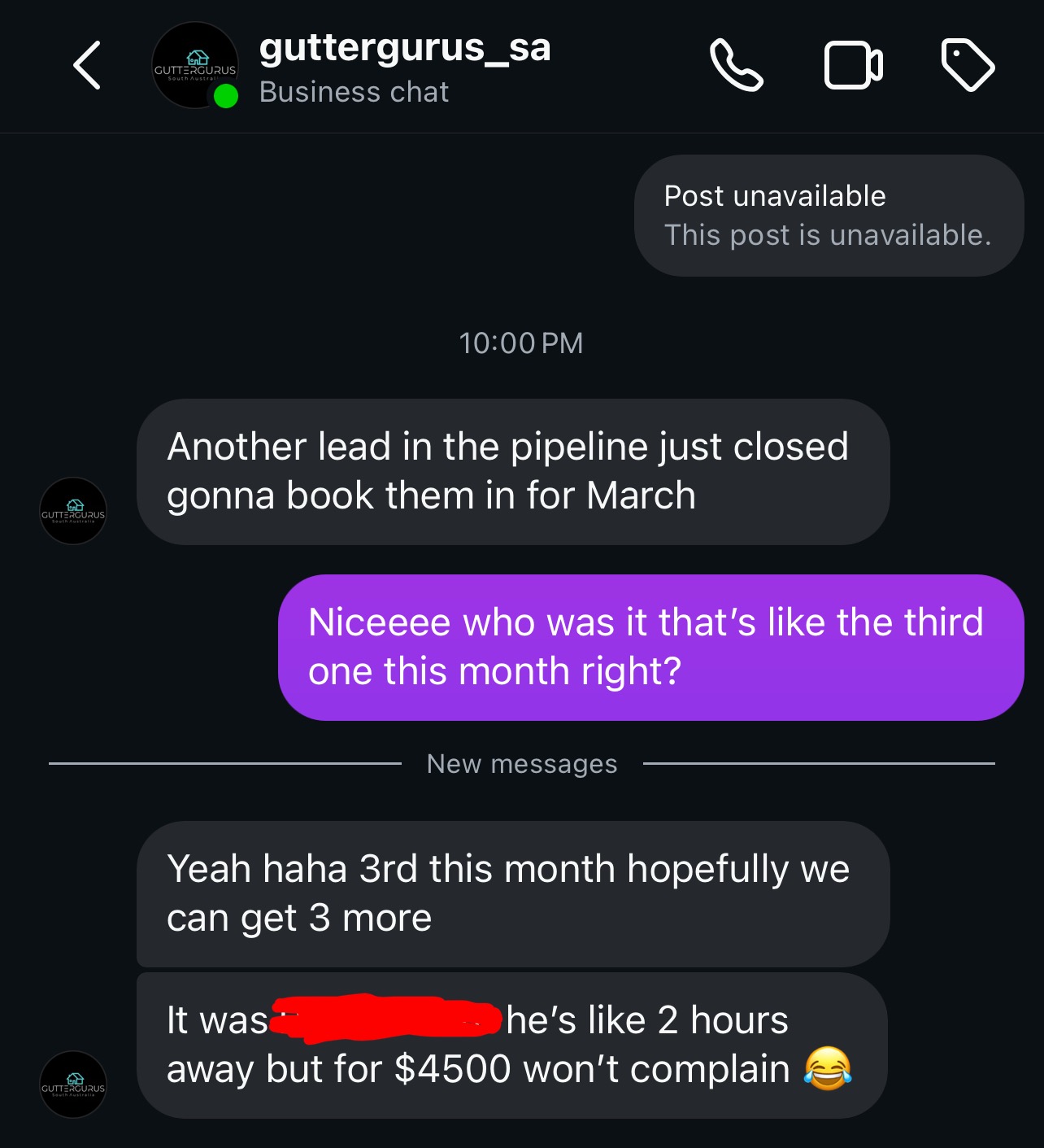 Client testimonial screenshot