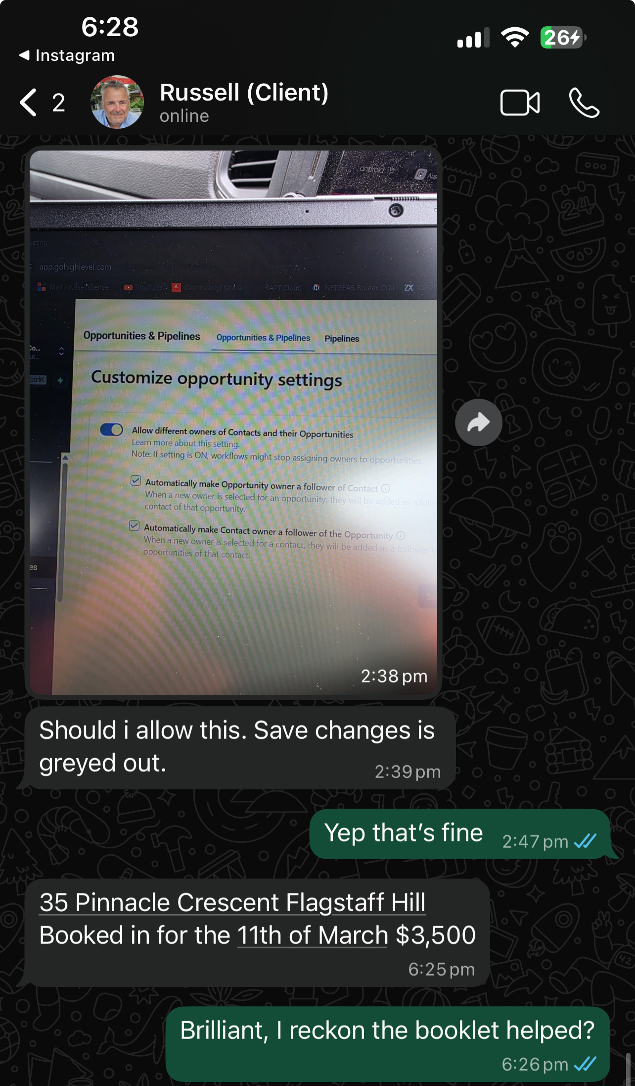 Client testimonial screenshot