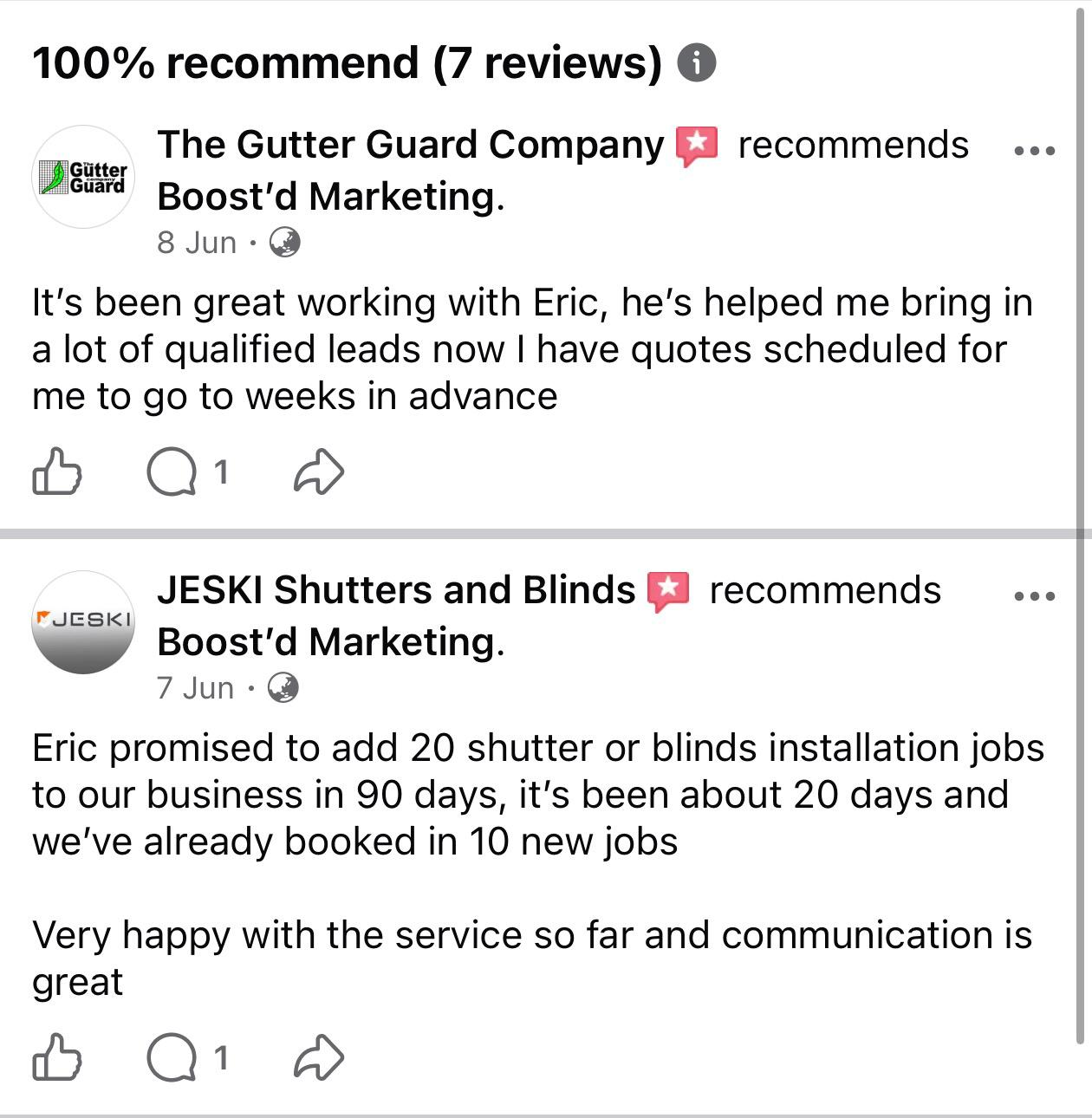 Client testimonial screenshot