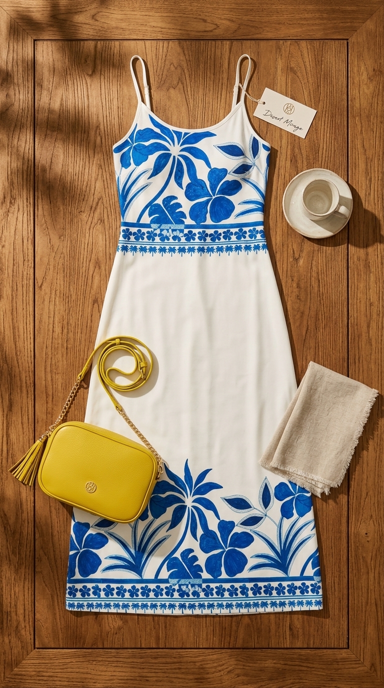 JPK Spaghetti Dress Bucket Bag scarf flatlay Heritage 2026 Hilton Head Island