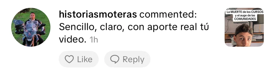 Comentario en TikTok