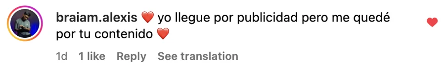 Comentario en Instagram