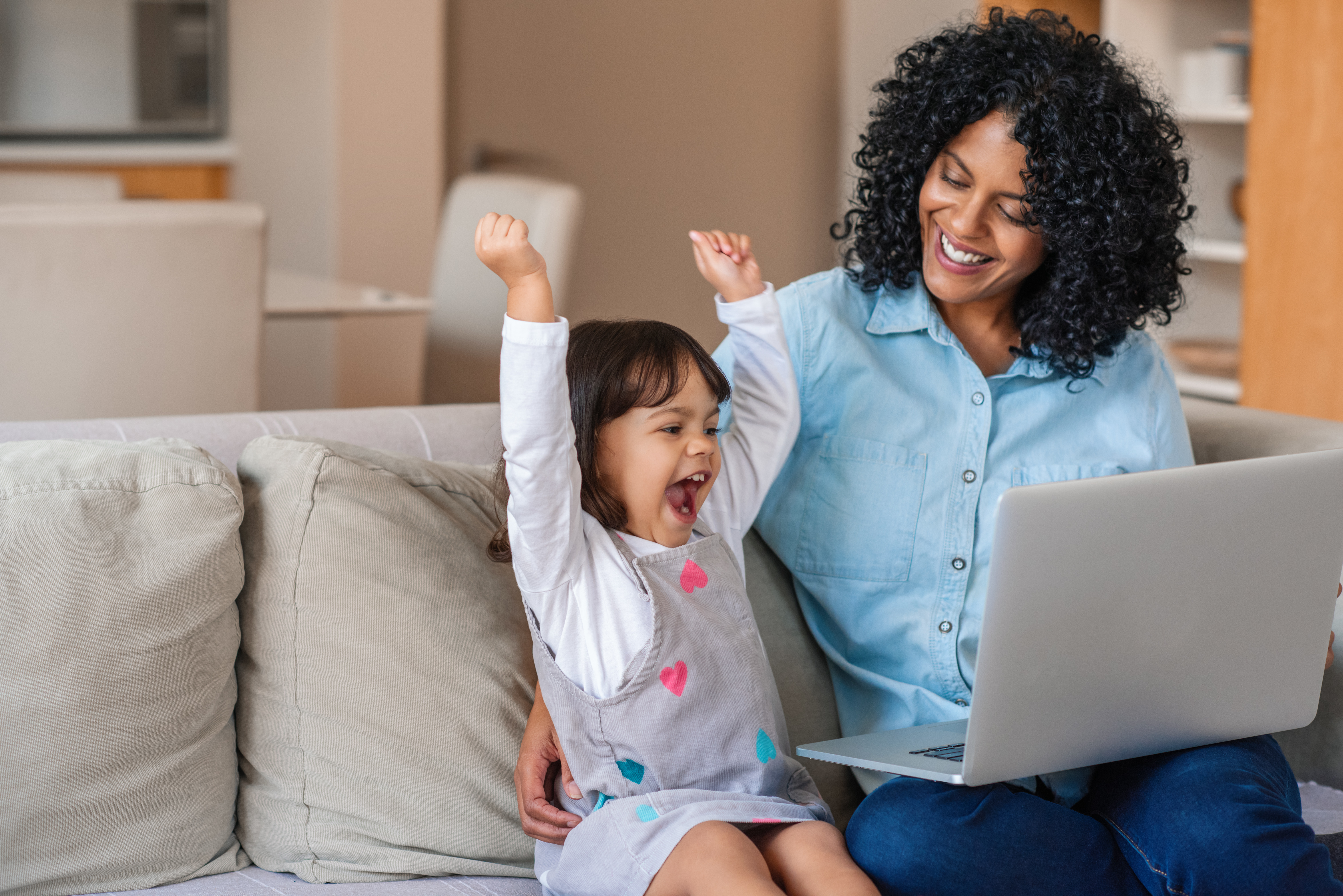 Parent and child looking at a report together