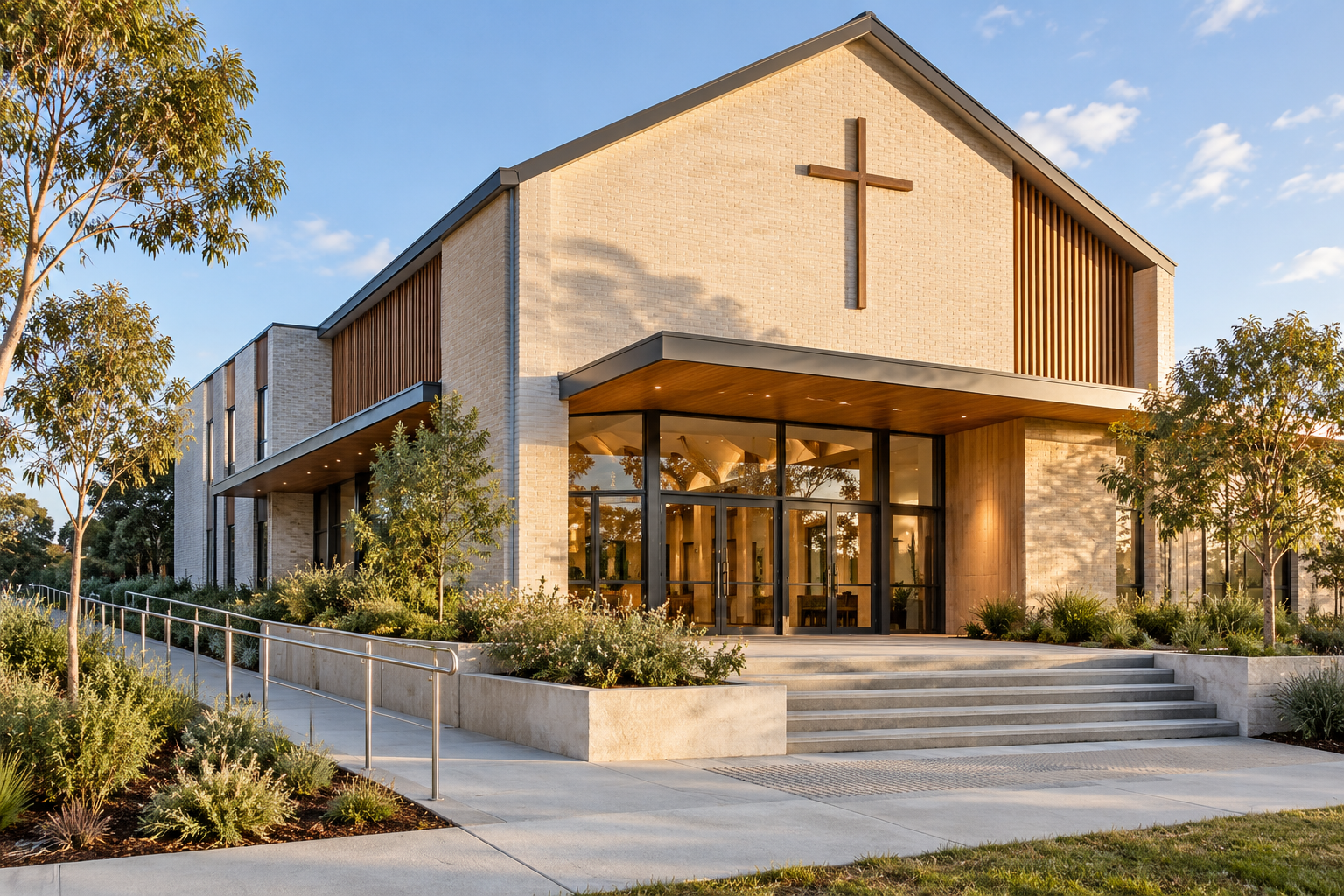 AI-generated contemporary church building concept