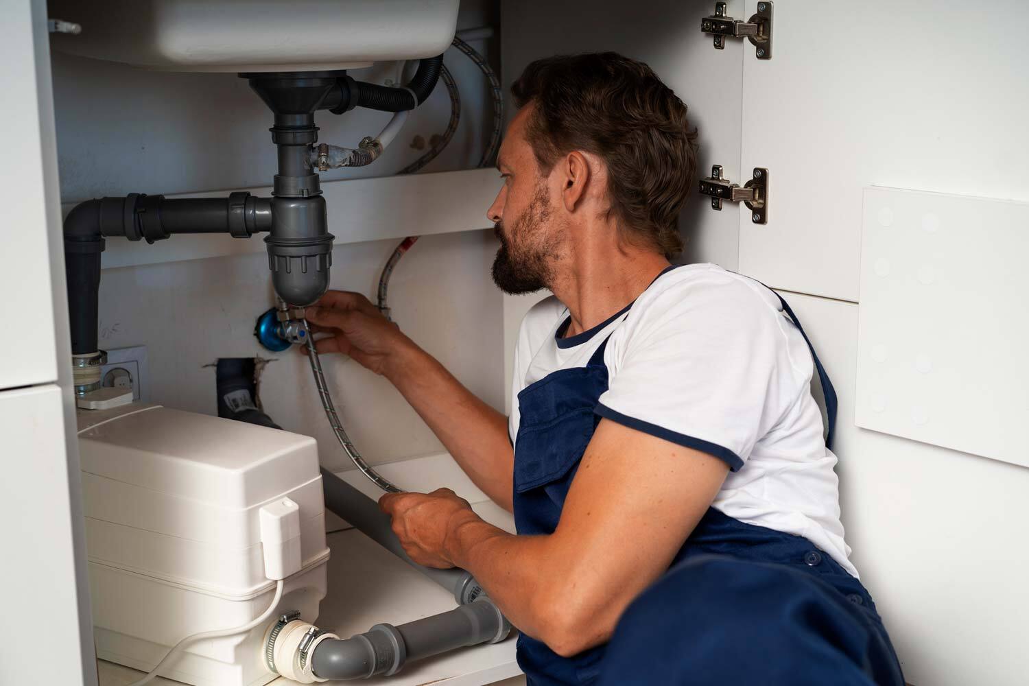 Professional plumber completing a plumbing repair