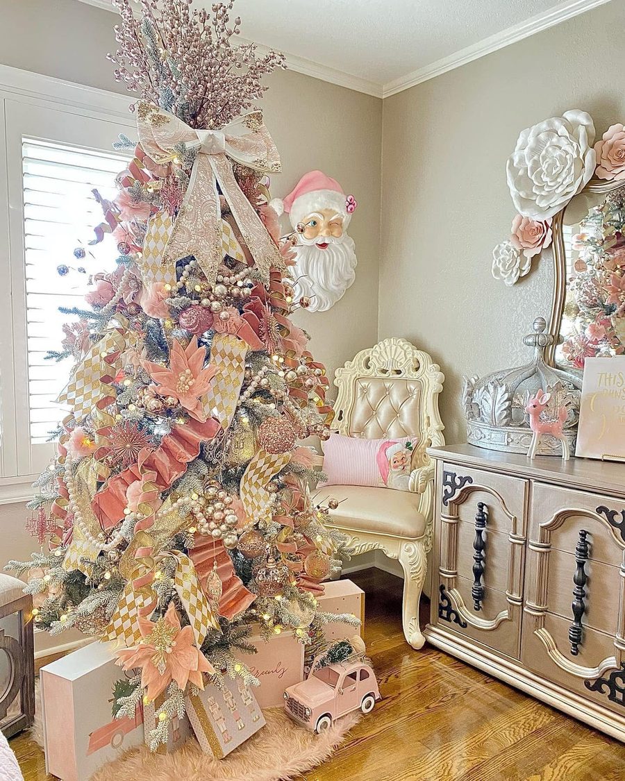 Pink and gold holiday tree