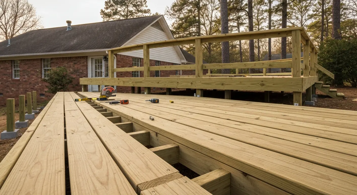 Wood deck installation
