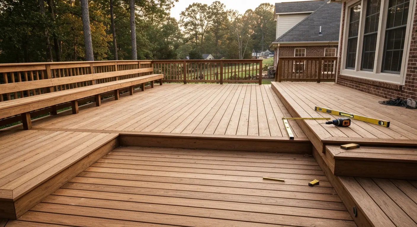 Custom wood deck installation