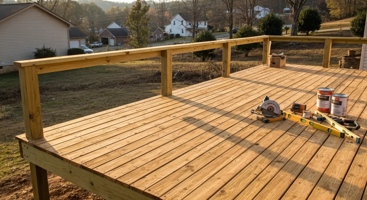 Wood deck construction