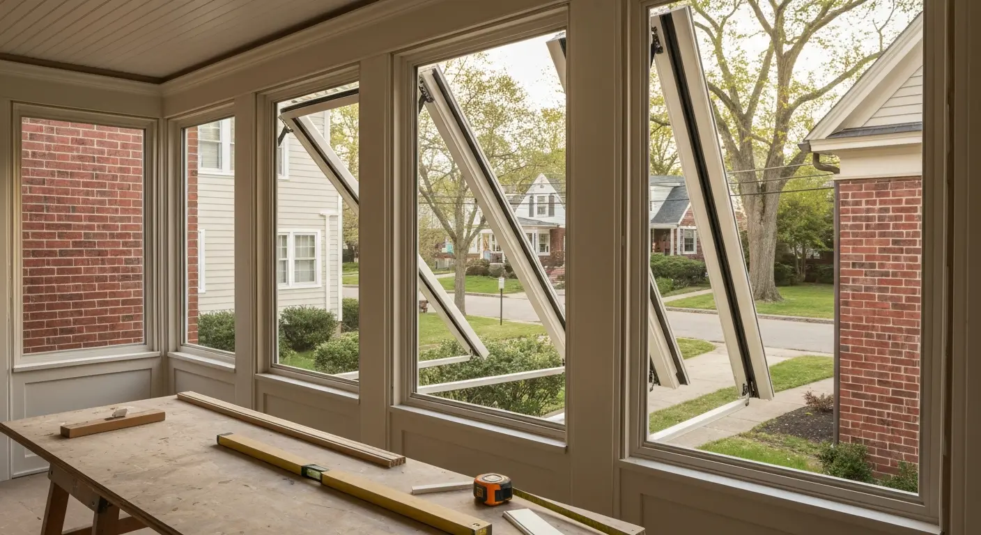 Three-season porch with operable panels