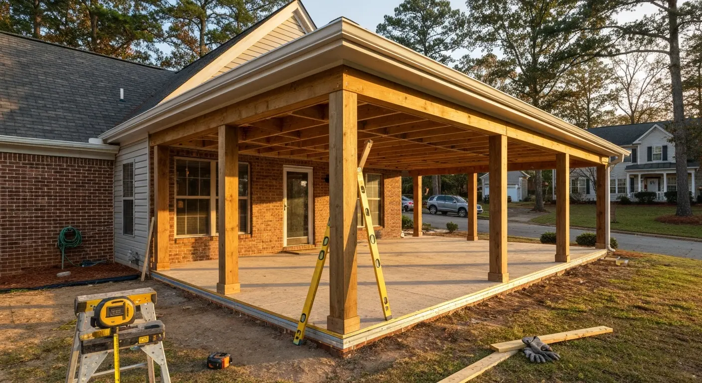 Covered porch construction