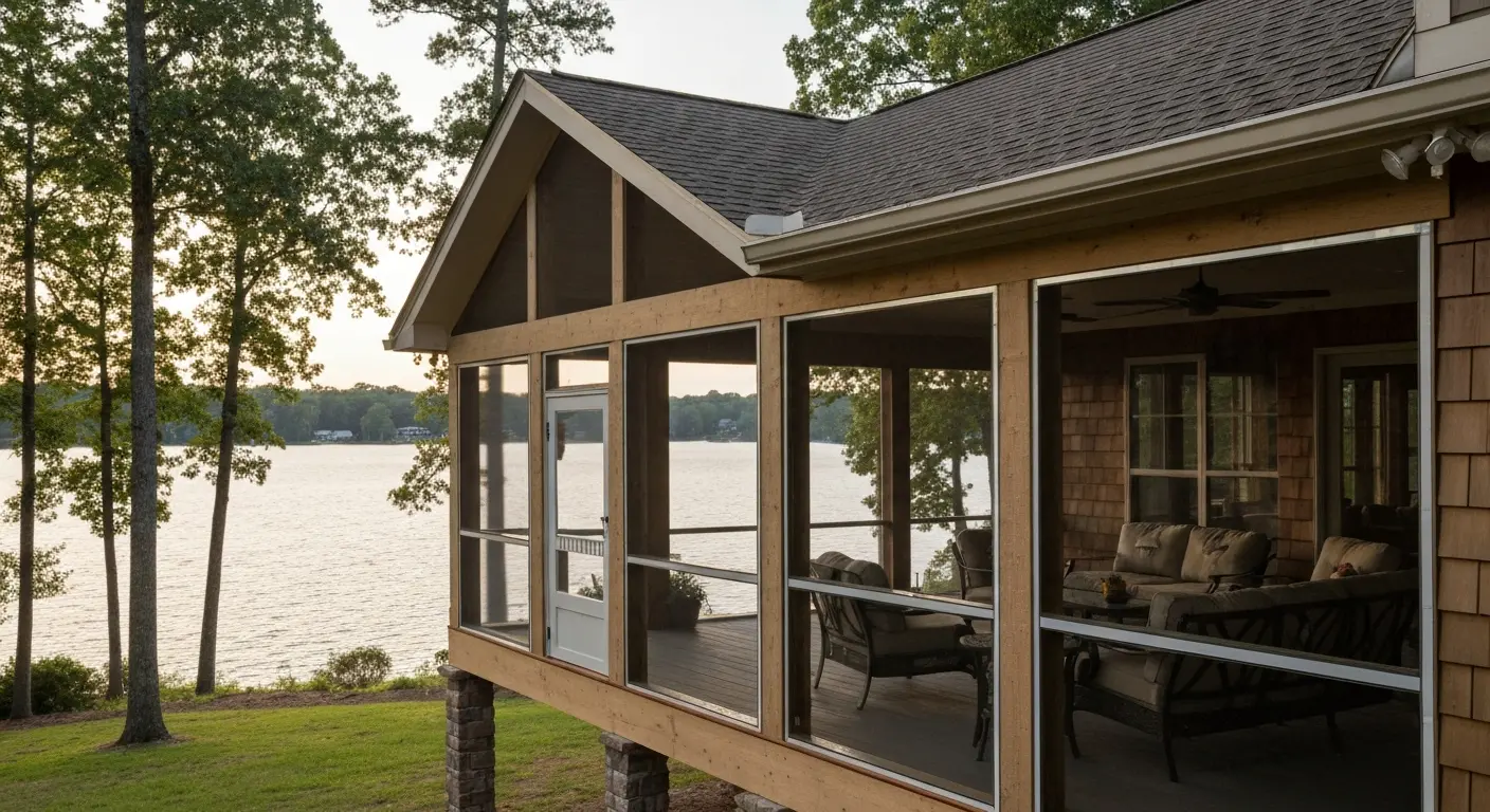 Screened porch with panels
