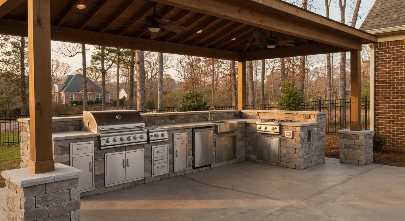 Covered patio with outdoor kitchen