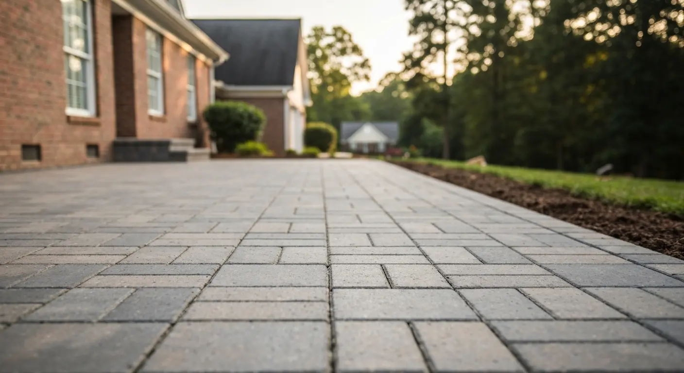 Concrete patio with pavers