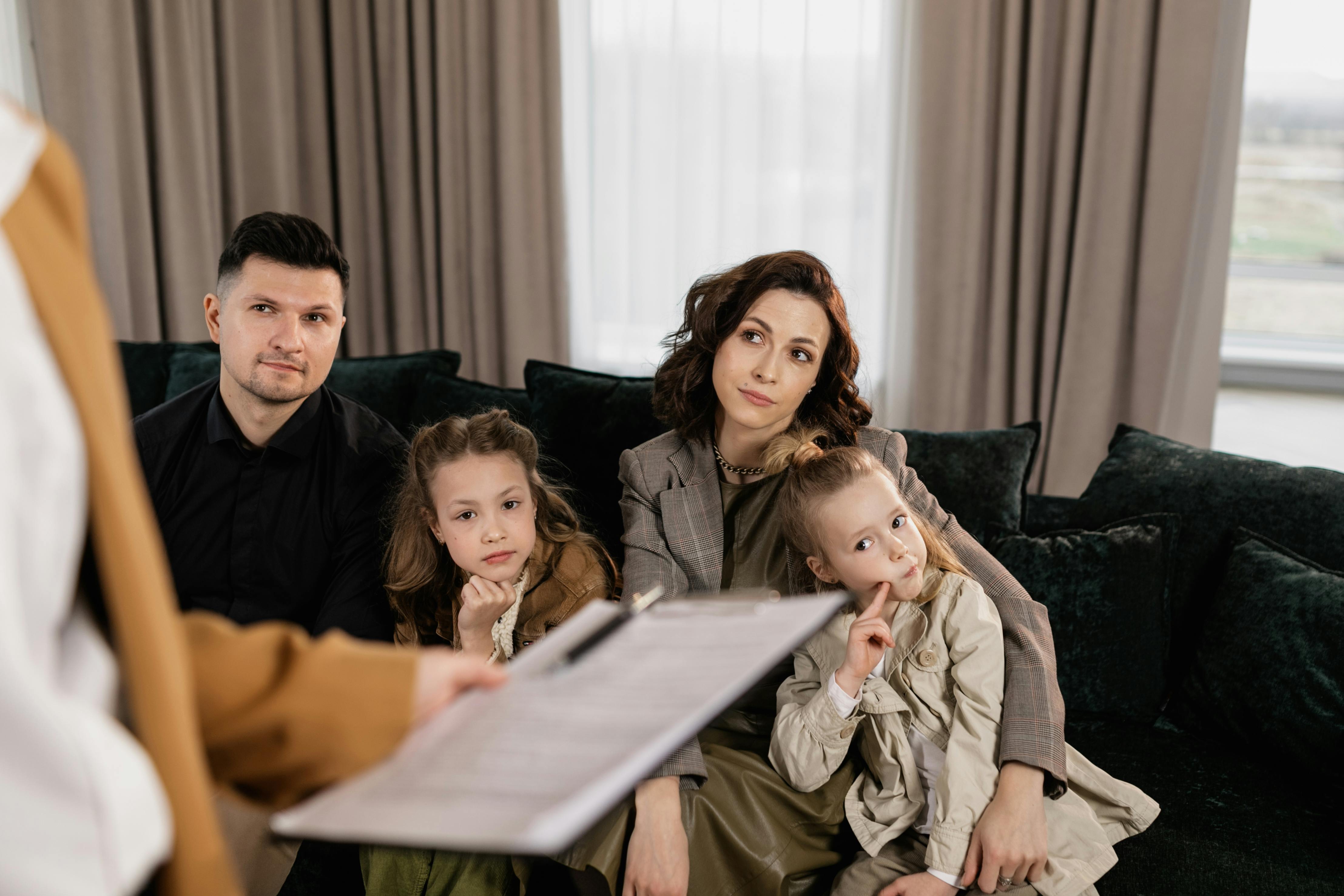 Family gathered in a calm home setting
